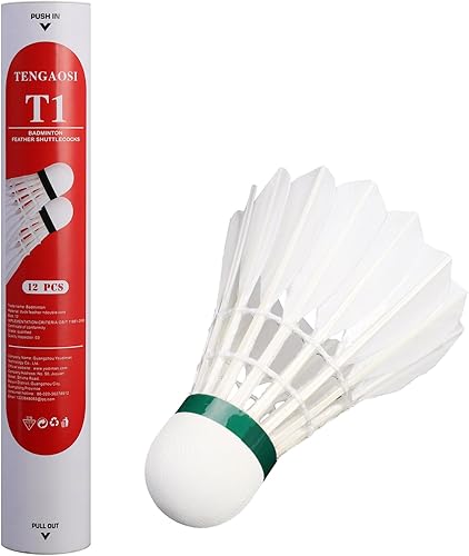 TENGAOSI Duck Feather Badminton Shuttlecocks with Great Stability and Durability, with Speed 77 Badminton Birdies for Outdoor and Indoor,