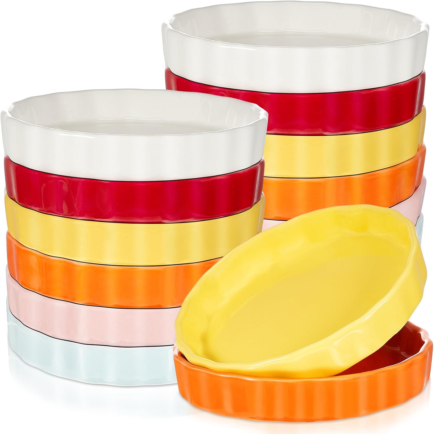 Uiifan 12 Pcs 8 oz Porcelain Creme Brulee Dishes Creme