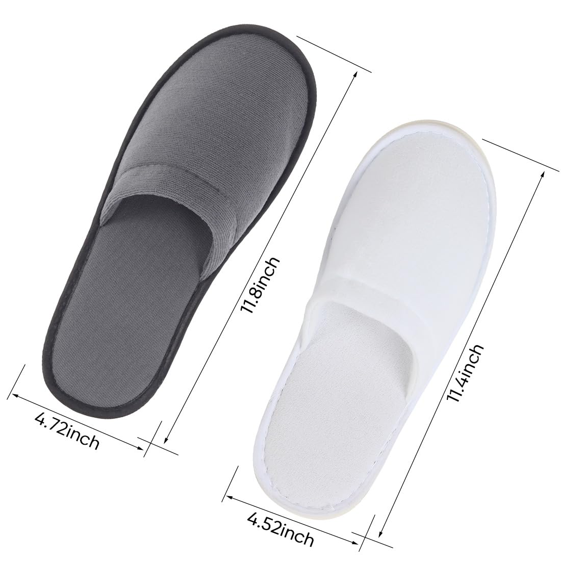 Yeios Ciabatte Hotel Spa Punta Chiuse Pantofole Ospite Adulto 20 Paia per Uomo Donna Bianco e Grigio Neoplane Spessa & 7mm Eva, Taglia M, Spessa Neoplane e 7mm, Neoplane spesso e plastica EVA da 7 mm
