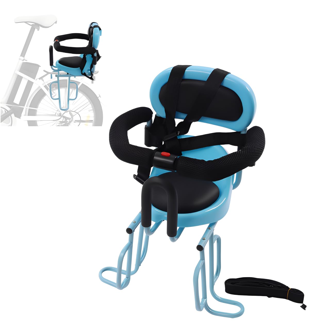 Siège de vélo pour enfant, siège arrière pour vélo d'enfant, dispositif de protection en forme de U, sangle réglable sur quatre positions, capacité de charge 35 kg, design amovible pour les