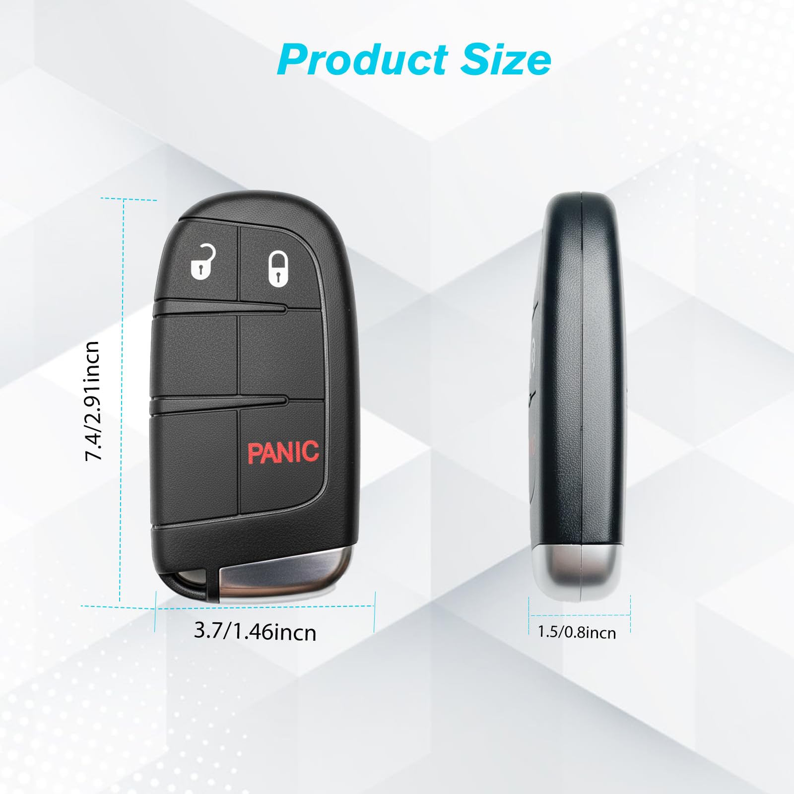 2 portachiavi per auto, telecomando senza chiave, 433 MHz, OUC6000066 / OUC6000223 per Dodge Journey 2011-2020, Durango 2014-2022, Dart 2013-2016, 3 pulsanti con chiave per portiera