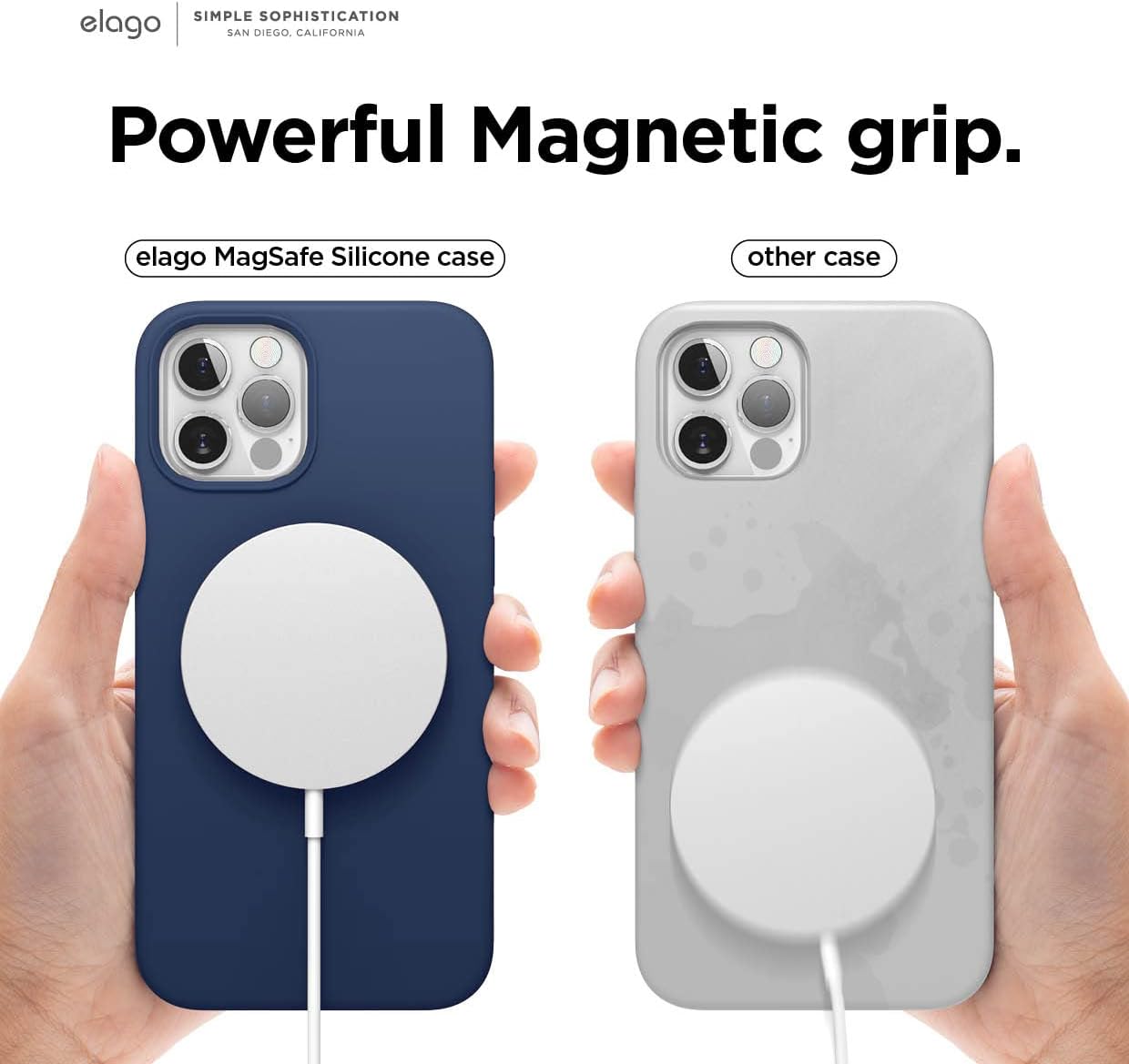 elago Magnetic Case for iPhone 12 Pro Max Case MagSafe 6.7 inch - Easy to Hold, Soft Grip Silicone, Built-in Magnets, Compatible with All MagSafe Accessories [Navy Blue]
