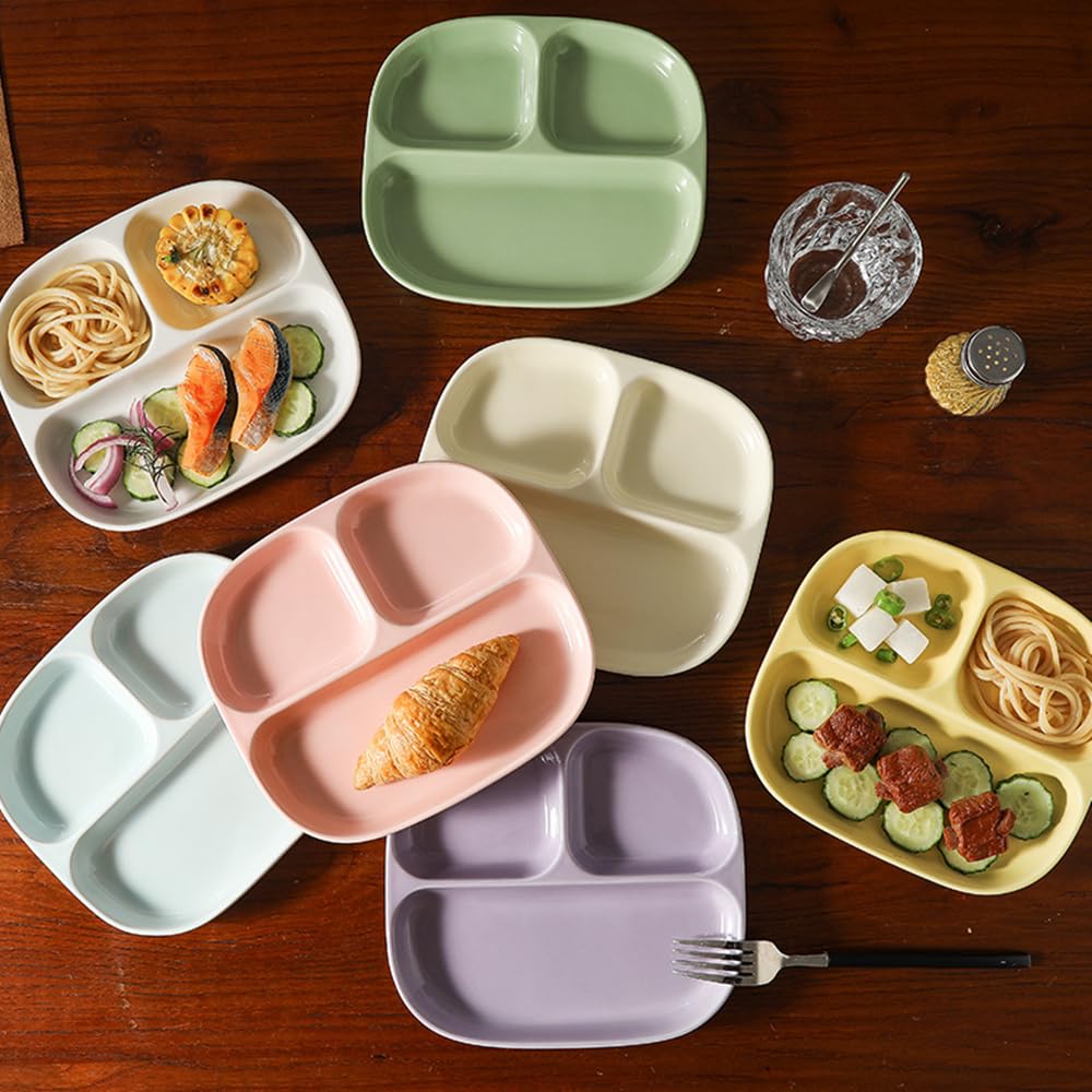 Ceramiczny talerz kontrolny dla dorosłych, talerz dietetyczny z 3 przegródkami, talerz żywieniowy do sałatek, deserów, makaronu, biftecka, śniadania