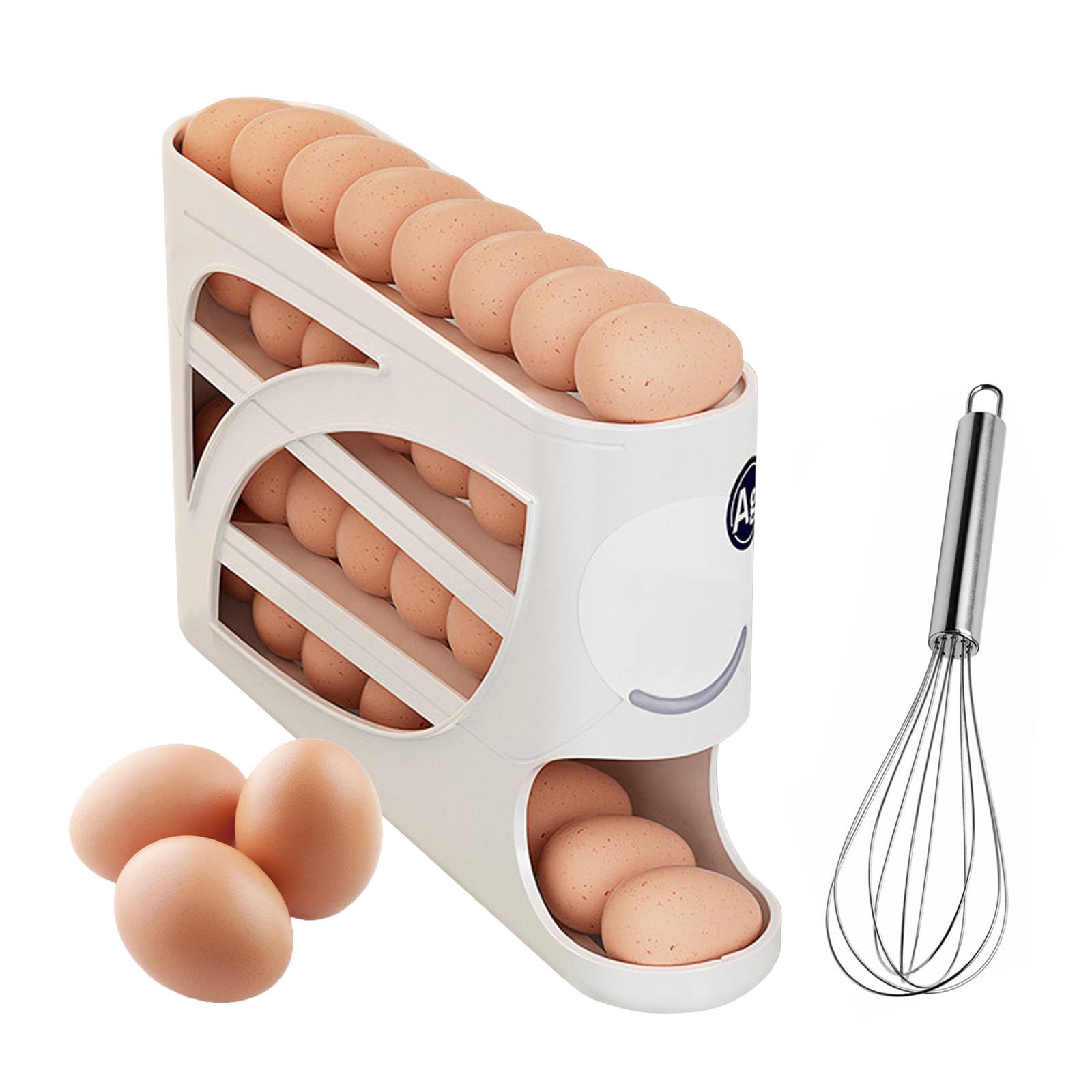 Distributeur d'œufs roulants à 4 niveaux blanc pour réfrigérateur et cuisine
