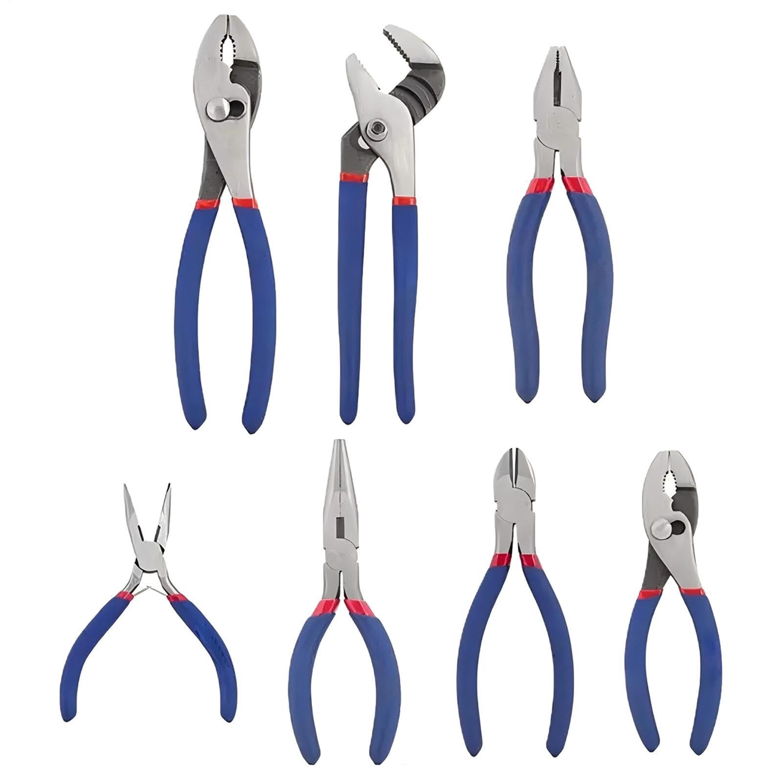 Set Kit Di Pinze A Becchi Lunghi E Giunto Scorrevole | 7 Pezzi Set Kit Di Pinze E Chiavi per Riparazioni Domestiche Fai da Te Lavori Elettrici Idraulica e Giardinaggio