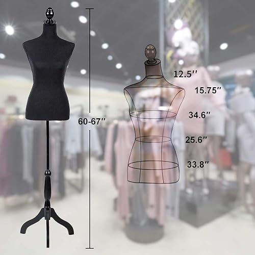 Miniatura 7 de Forma de vestido para coser ropa, soporte de maniquí para mujer, cuerpo de maniquí ajustable para exhibición, joyería de mujer, modelo de torso con