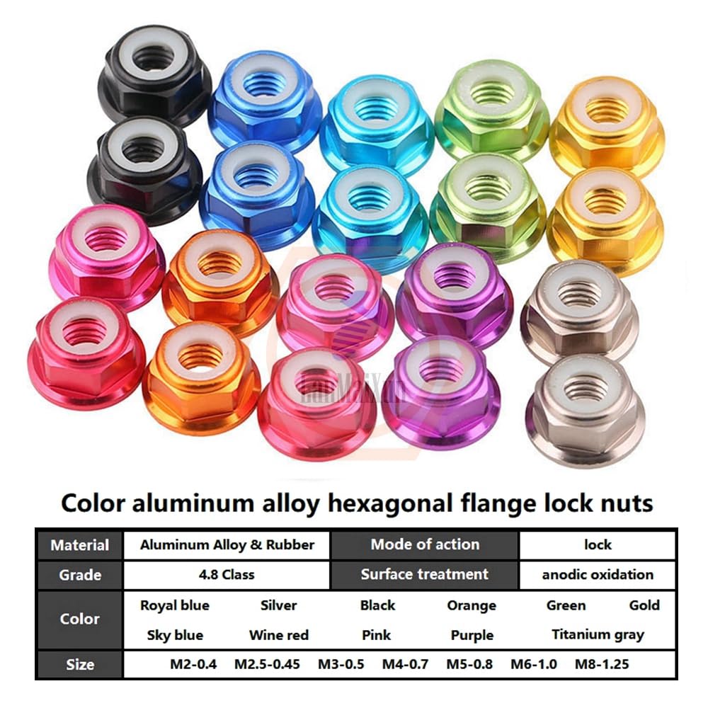 Uxcell M4 Nylon Insert Lock Nuts - 4 Pack Gold Aluminum Alloy Flange Locking Nuts