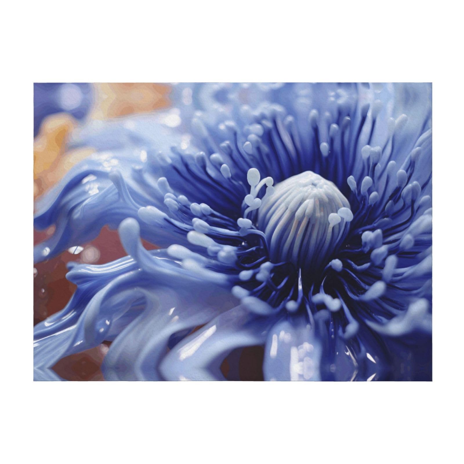 Couverture chaude toutes saisons pour canapé et voyage avec motif anémone bleue