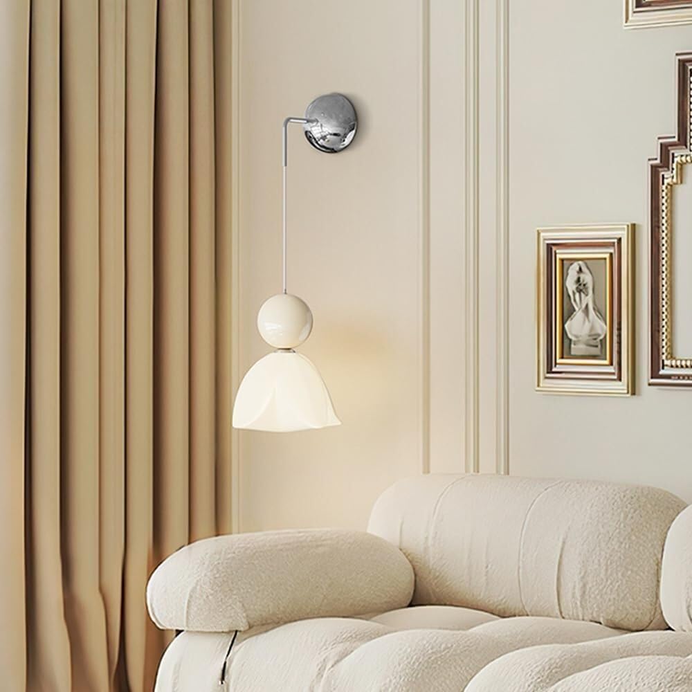Generico Nowoczesna lampa ścienna do wnętrz LED Akrylowy kwiat lampka nocna do sypialni Nordic Nordic lampka nocna zagłówek salon (biały A)