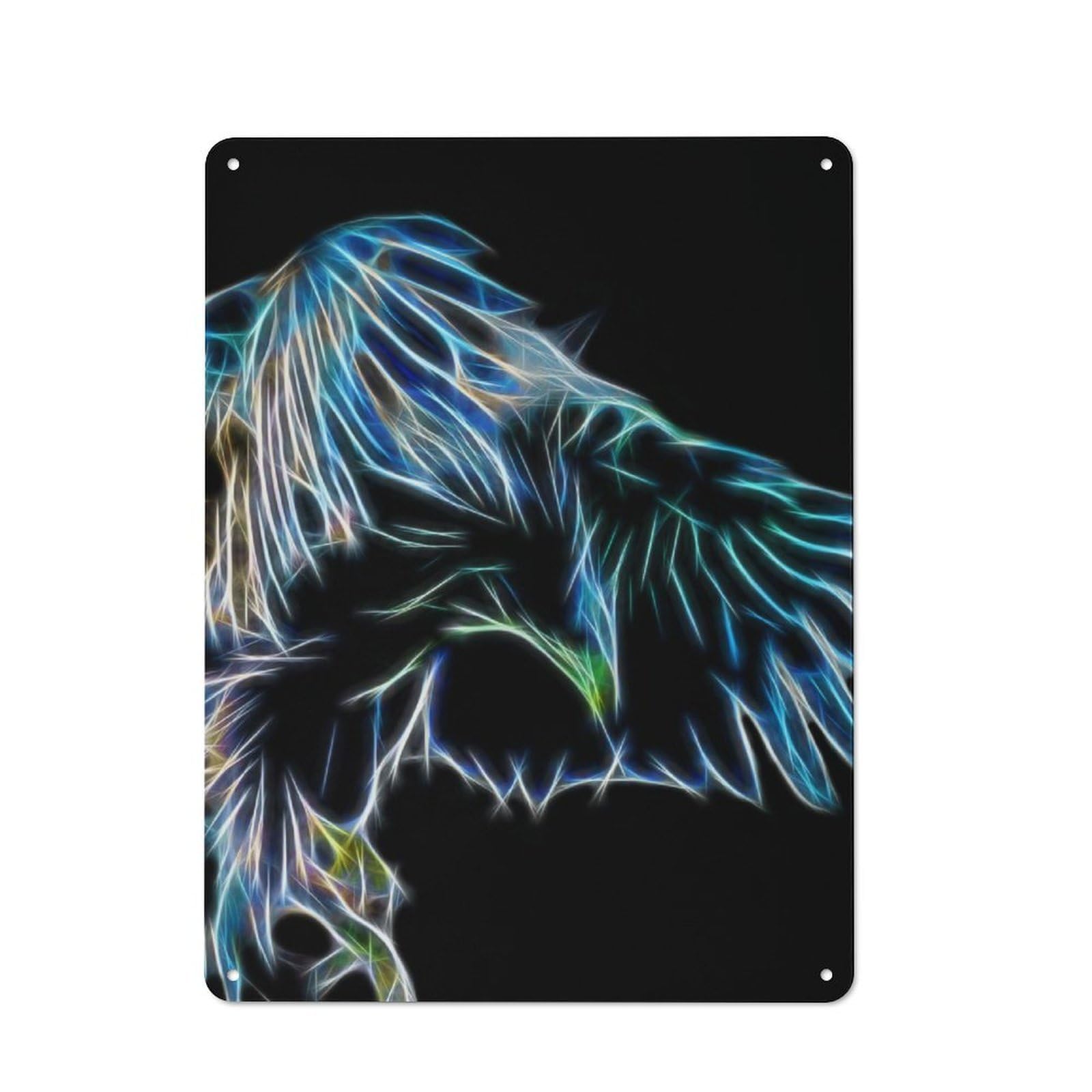 Junmoney Eagle Fractal Loft Style Metal Wall Art Sign 40X30cm Featuring Urban Room Decor For Loft, Studio, Office Or Creative Room