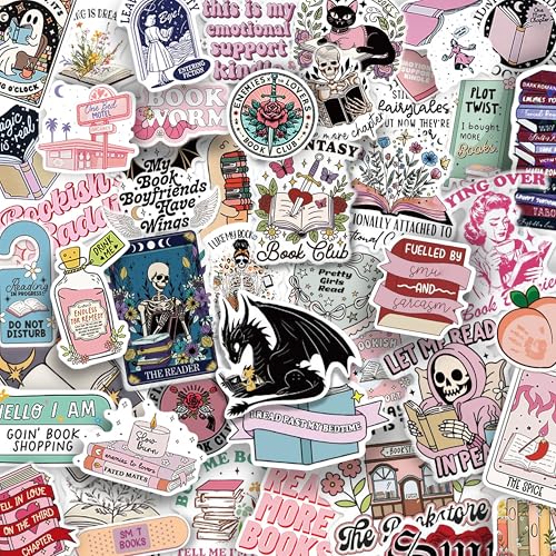 200 PCS Holographic Bookish Stickers for Kindle Book Sticker Pack for Adult Reading Booktok Waterproof Aesthetic Vinyl Decals for Laptop Ebook Readers Water Bottles