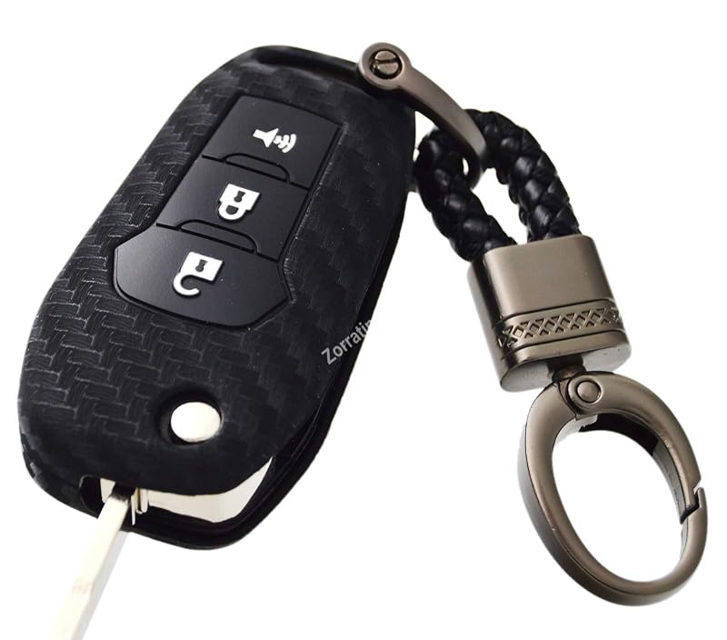 Capa protetora de silicone com padrão fibra de carbono para chave canivete Ford Zorratin