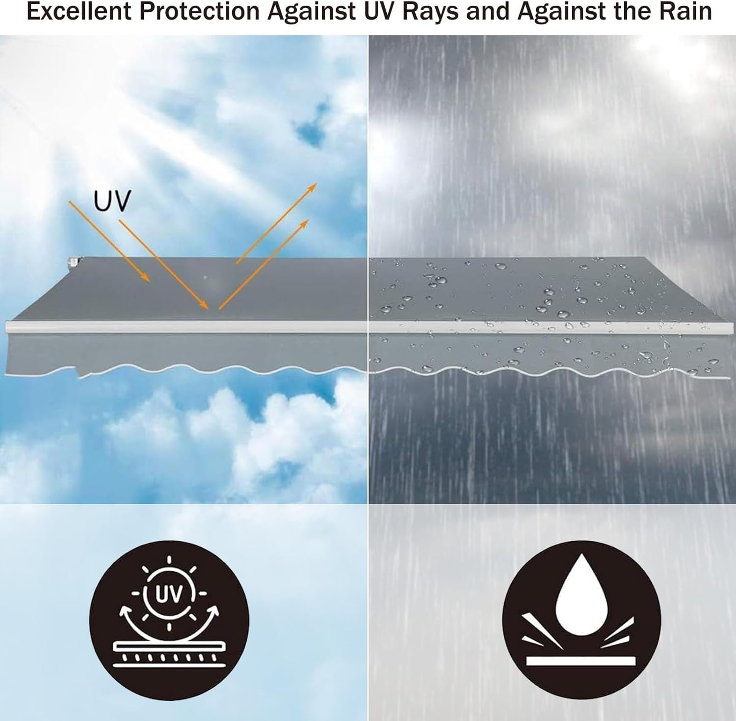 Telo di copertura retrattile per patio, balcone, 4,9 x 3 m, verde, resistente ai raggi UV e all'acqua, tessuto di ricambio per tenda da 5 x 3 m, soluzione ombreggiante esterna