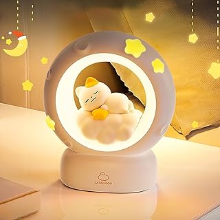 Cat Moon Light Lamp for Bedroom Dim Light| 3 Gear Brightness Night Lamp for Kids| Home Decor Gift for Women Girls & Boys| Price In India