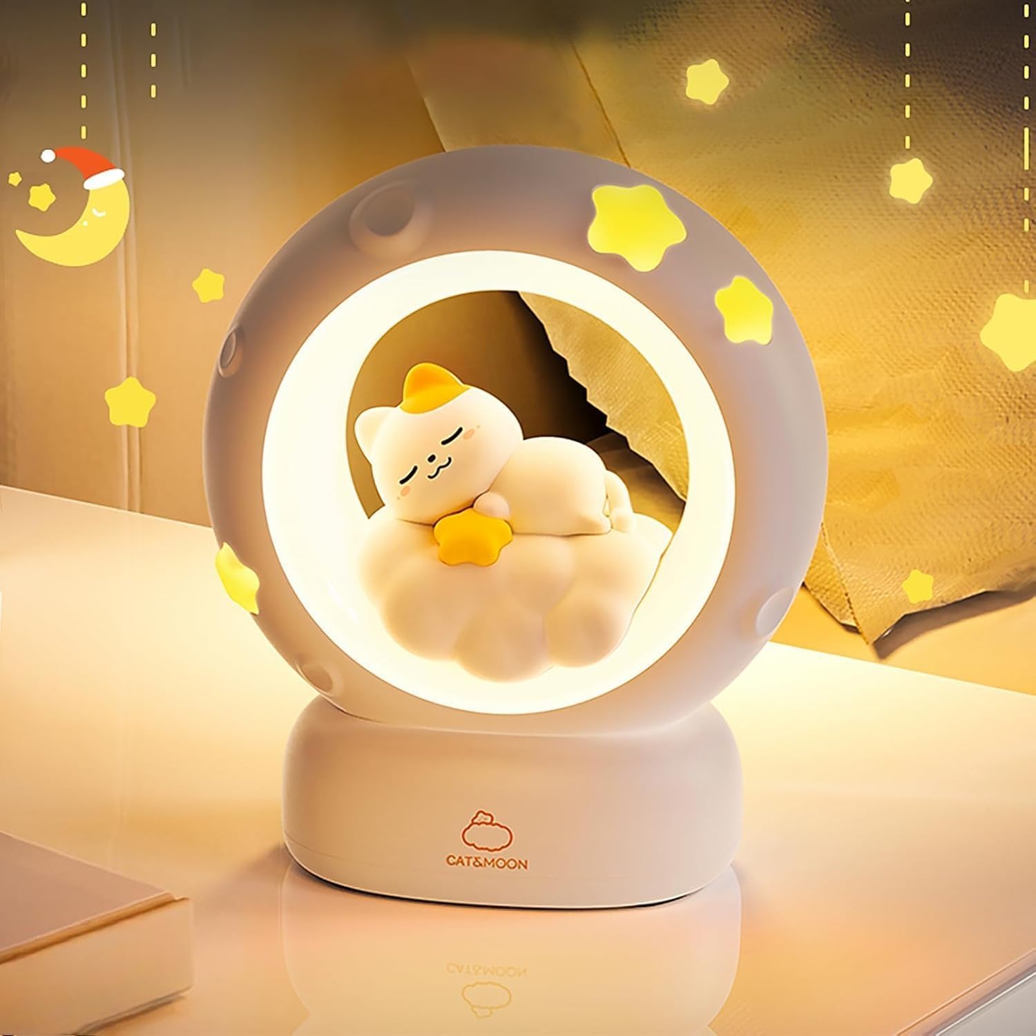 Cat Moon Light Lamp for Bedroom Dim Light| 3 Gear Brightness Night Lamp for Kids| Home Decor Gift for Women Girls & Boys| ... - Review, Price and Buying Guide