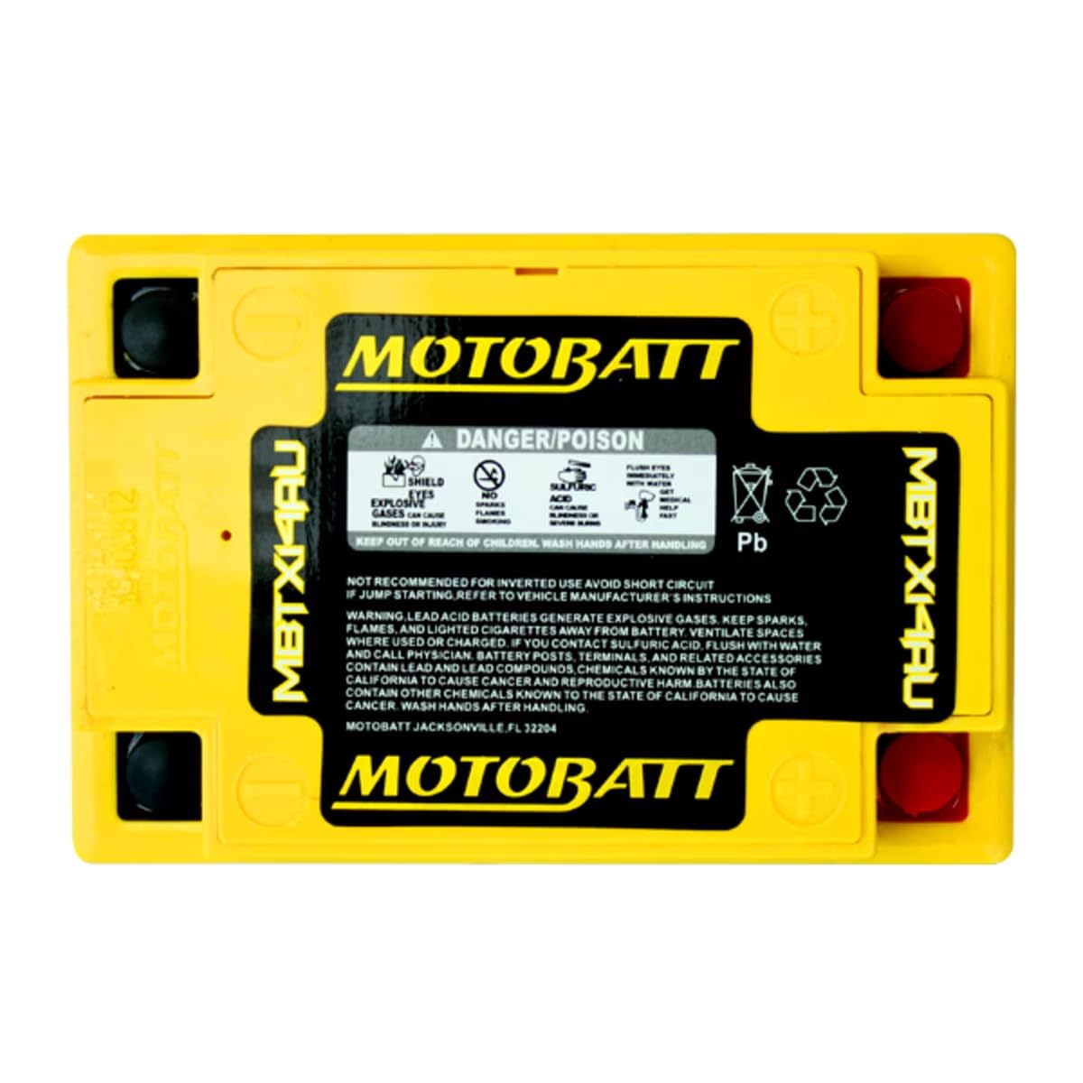 Batteria MotoBatt MBTX14AU 12V 16,5Ah AGM Precaricata Sigillata ? Alta Potenza, 135x90x168 mm, Senza Manutenzione per Moto e ATV