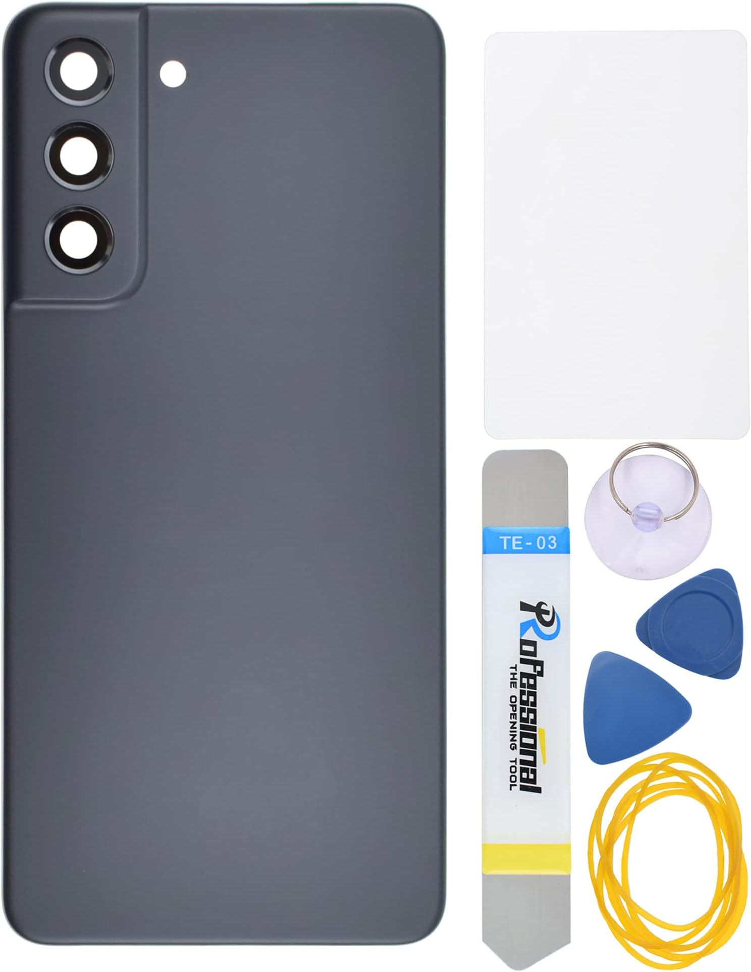 – Graphite Plastic Back Panel Cover Replacement for Samsung Galaxy S21 FE 5G with Rear Camera's Frame Rear Camera's Glass Cover Pre-Install Adhesive and Installation Instruction Tool Kit