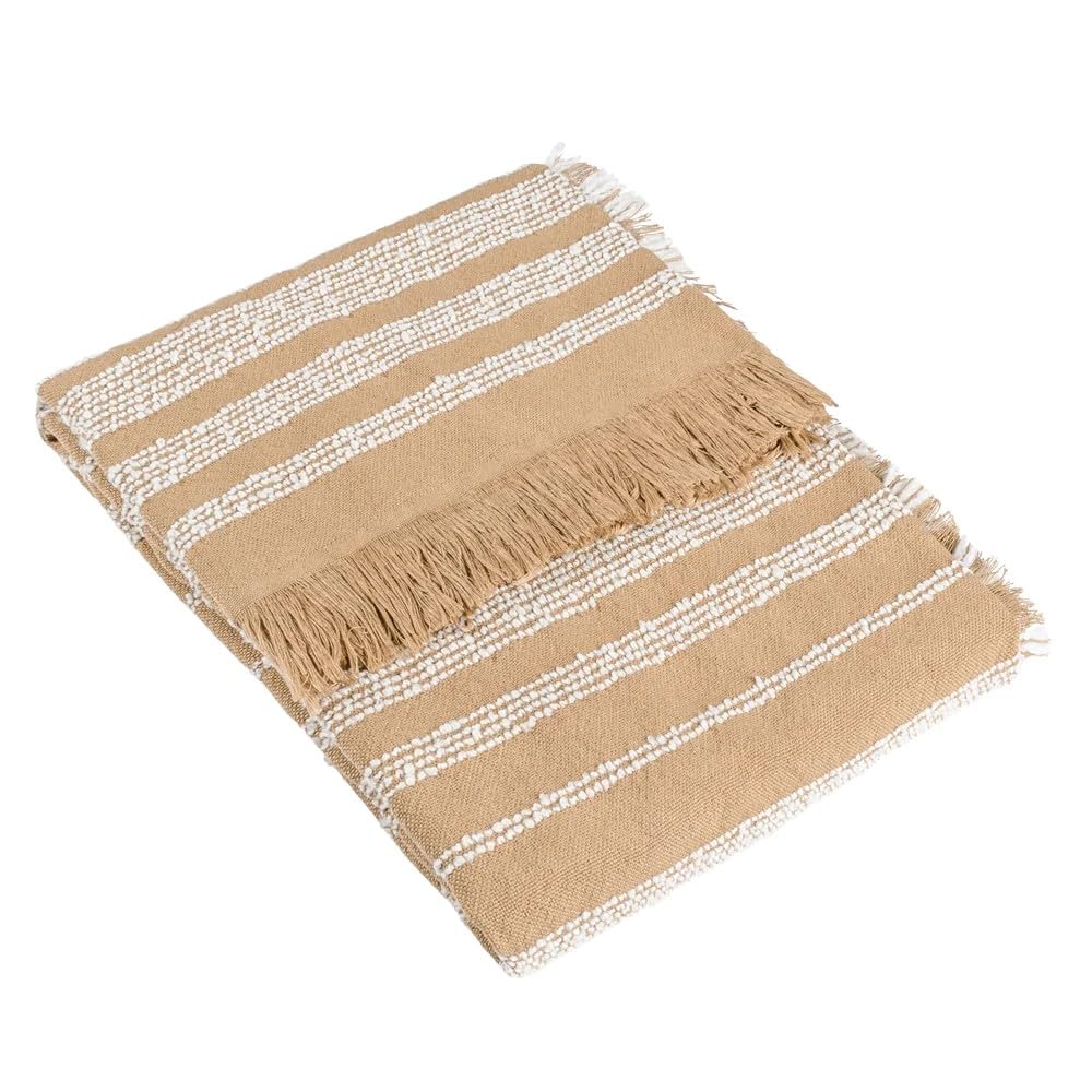 Hoem Jour Nougat Woven Fringed Throw 130 X 180Cm
