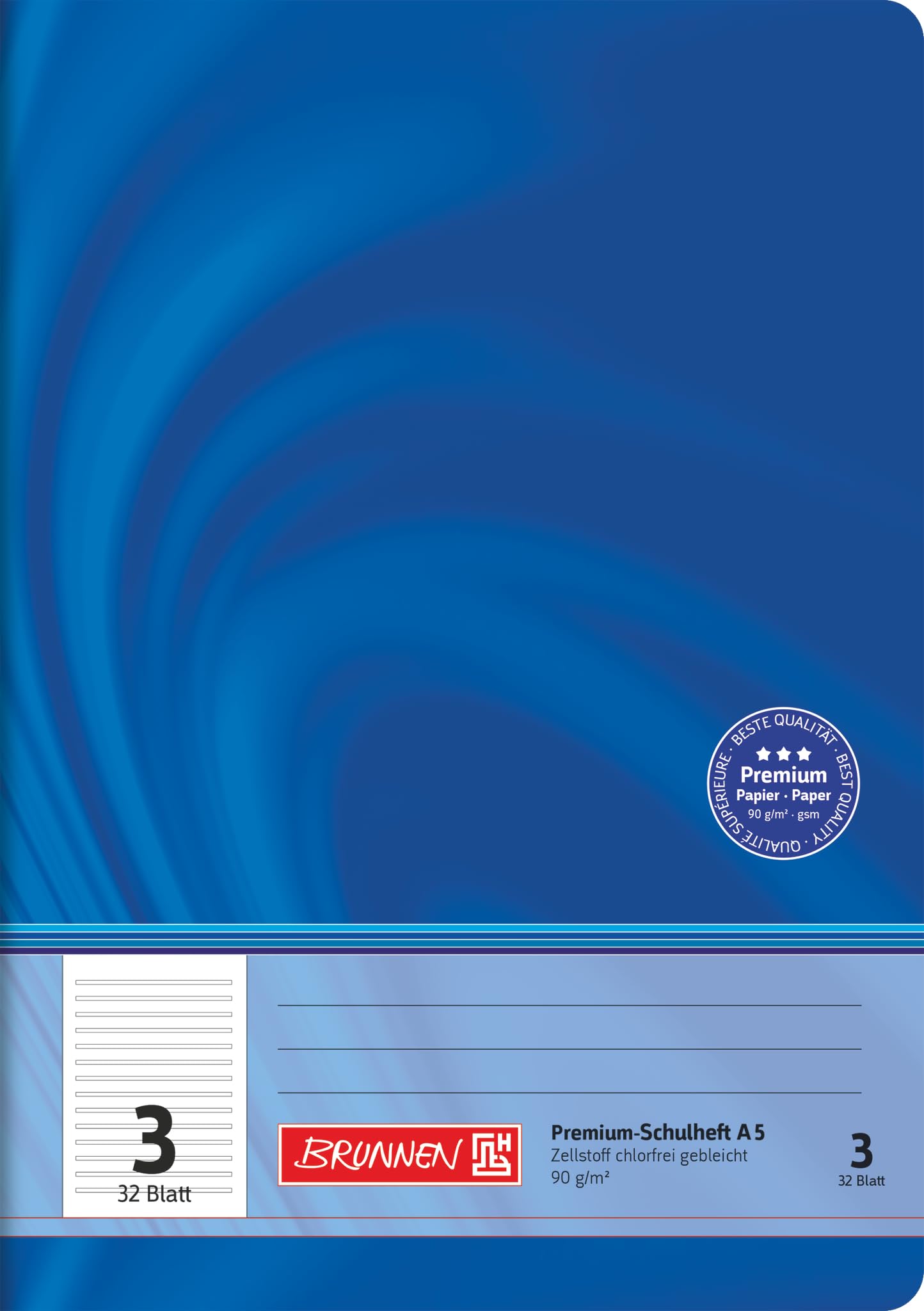 Brunnen 104550302 Premium-Schulheft DIN A5, 32 Blatt, Doppelheft