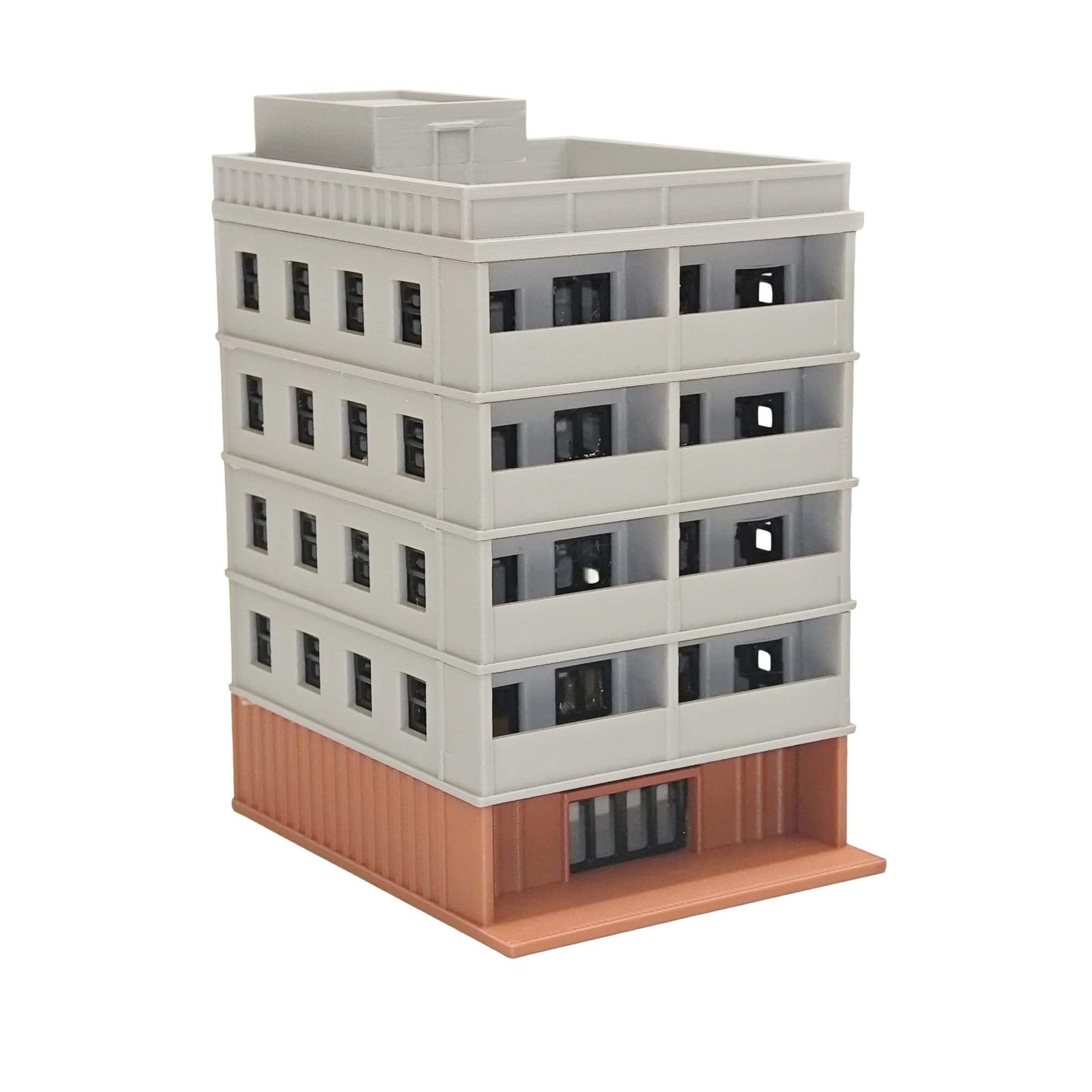 Outland Models Downtown 5-Story Apartment(Grey) Stackable 1:160 N Scale-5-story Building kit