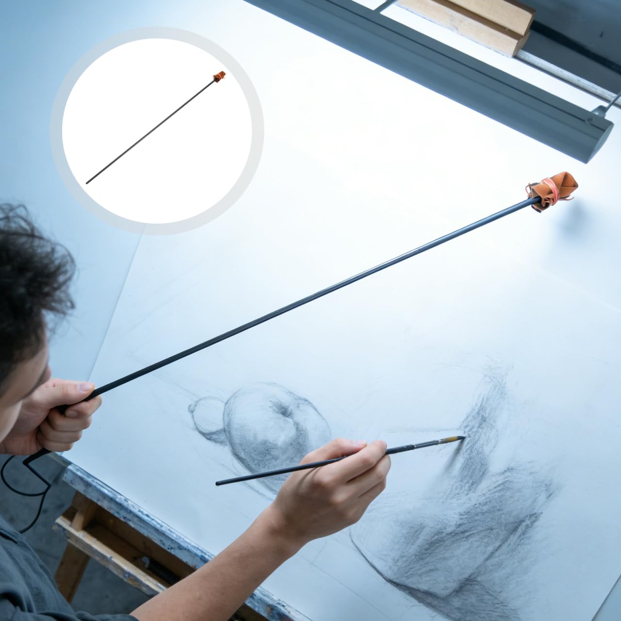 SHINEOFI Bâton Stabilisateur De Main Pour Le Dessin Bâtonnet De Peintre Pour Des Traits Précis Repose-Main Stable Avec Tête Sphérique Portable Pour Toile Atelier Et Extérieur 32.52 Pouces