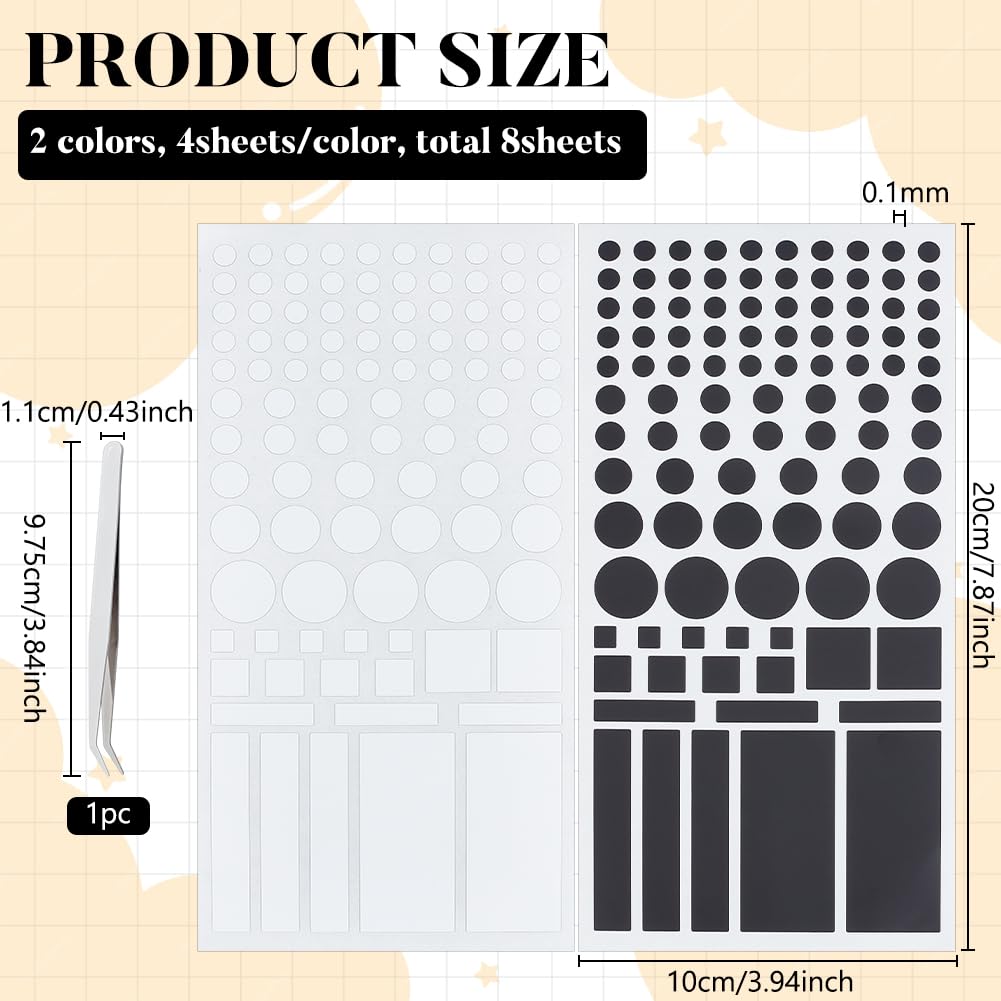 BENECREAT 8 Sheets LED Light Blocking Stickers, Black and White Light Dimming Stickers, 100% Dimming of LED Cover for Clocks, Routers, Controllers(with Tweezer) - Image 3