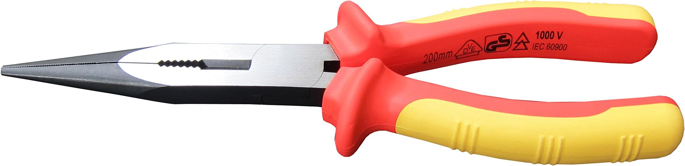 Insulated Long Nose Pliers 8-Inch, 1000V VDE Tested, Chrome Vanadium Steel, VDE-GS Certified