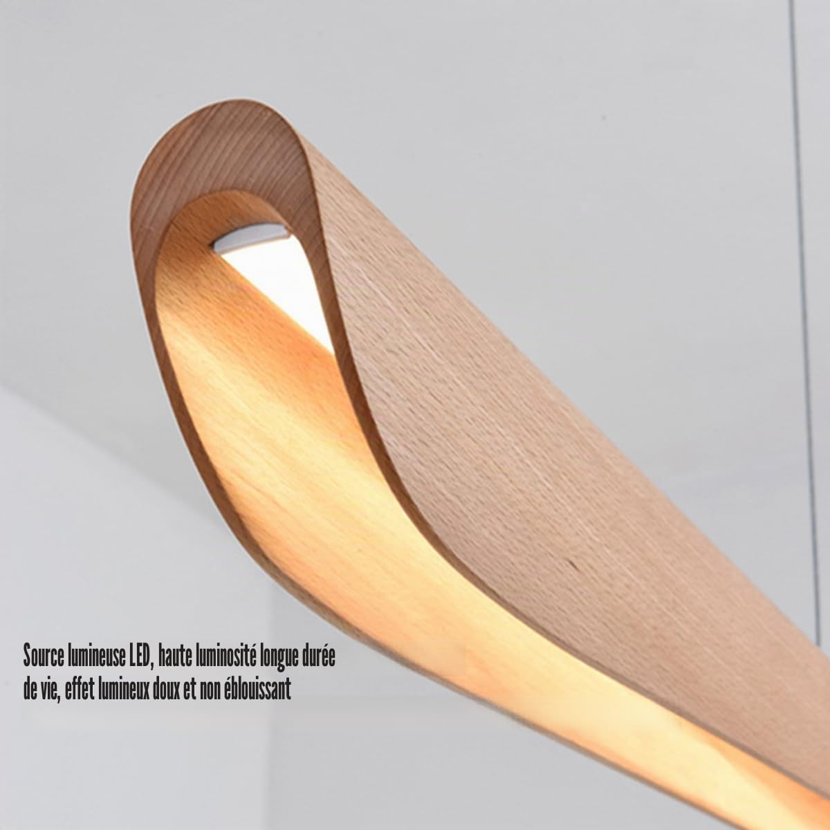 Bellastein Bois Suspension LED Lampe à Suspension Table à Manger Lustre en Dimmable avec Télécommandée, Éclairage pour bureau,salle à manger,restaurant,cuisine plafonnier (100cm)