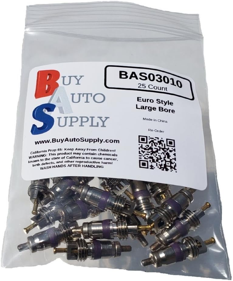 Buy Auto Supply # BAS03010 (25 Count) European Large Bore A/C Schrader Valve Core Aftermarket Replacement For MT1544 BMW 64536922944 Mercedes Mini 0008320285 VW 8E0820855