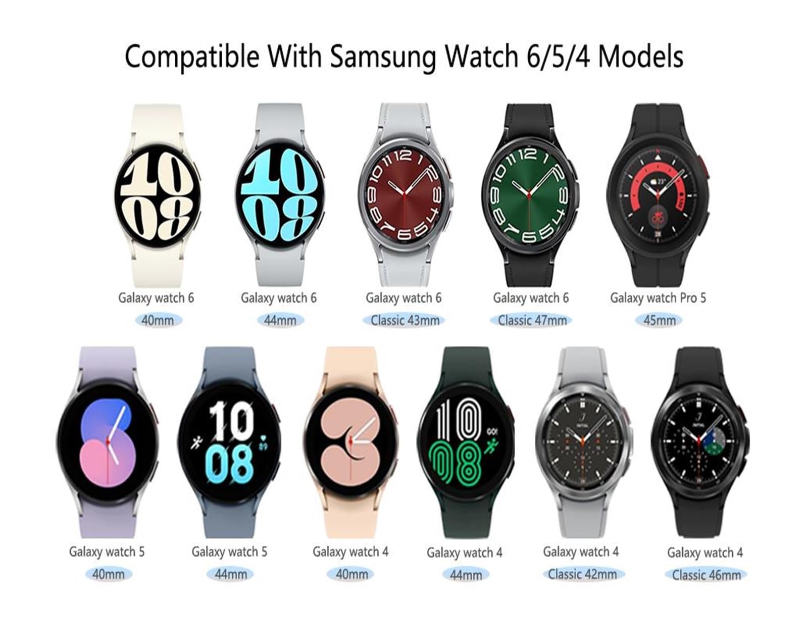 CZKE Bracelet en silicone pour Samsung Watch 4/5/6 40 44 mm 5 Pro 45 mm Boucle magnétique Galaxy Watch 4/6Classic 42 43 mm 46 47 mm