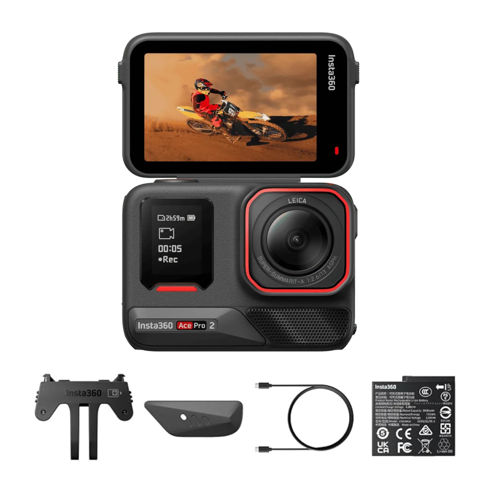 Insta360 ACE PRO 2 | Action camera, sviluppata insieme a Leica per immagini eccezionali, registrazione video Ultra HD con tecnologia AI 8K, stabilizzazione avanzata, impermeabile, design compatto