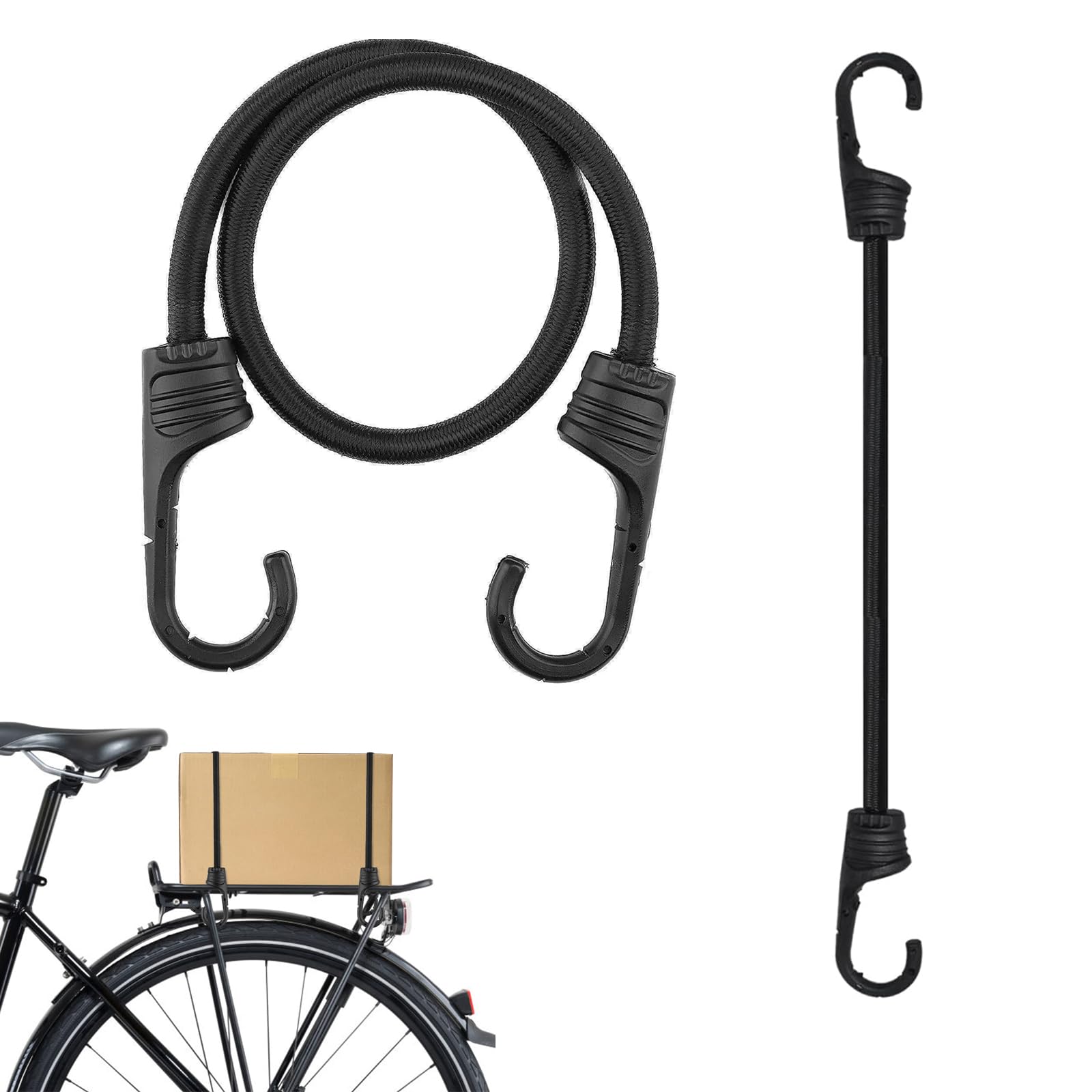 Roontin 2 Pack Heavy Duty Bungee Cords with Hooks - Elastic Straps for Secure Tie Downs