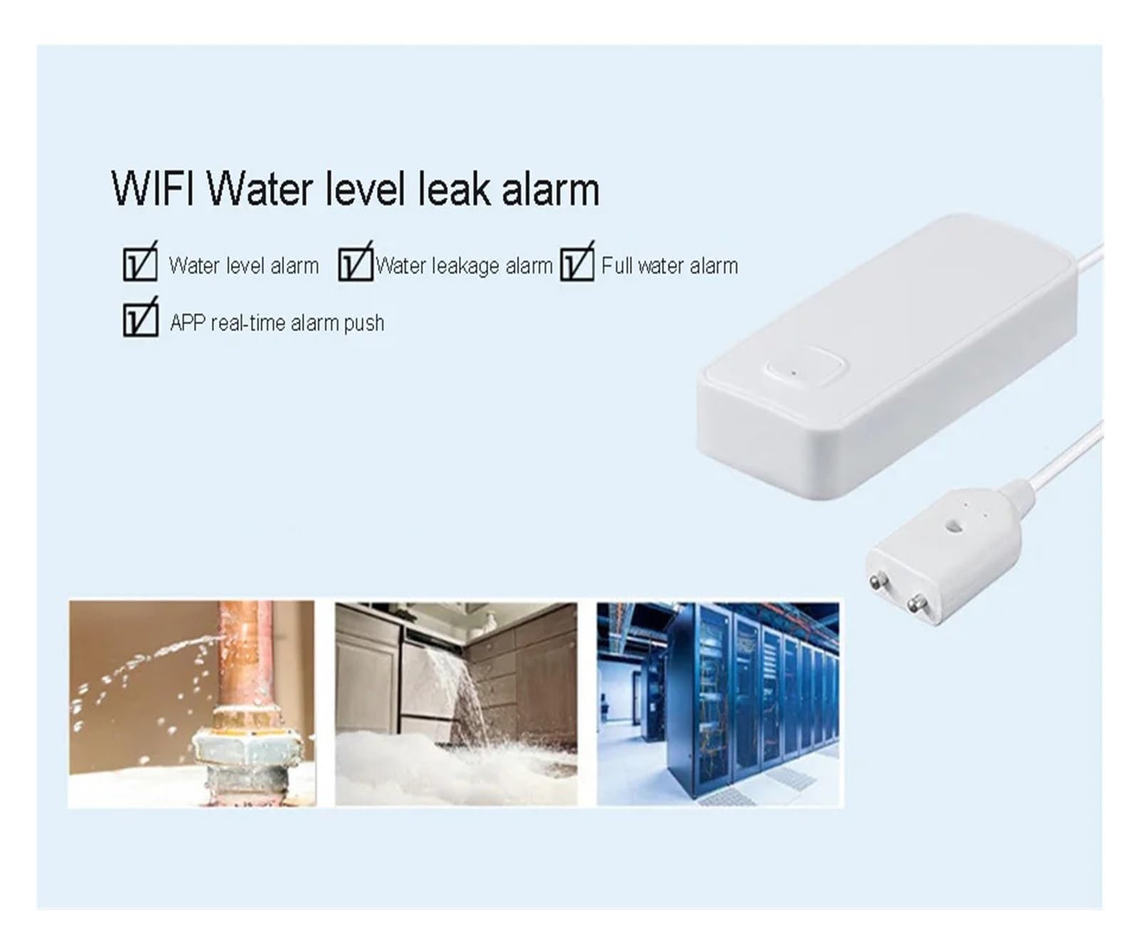 SystèMes De SéCurité Domestique Capteur De Fuite d'eau Tuya WiFi, Détecteur De Fuite d'eau Ou Alerte D'inondation, Système D'alarme De Sécurité De Débordement(D WiFi Water Sensor)