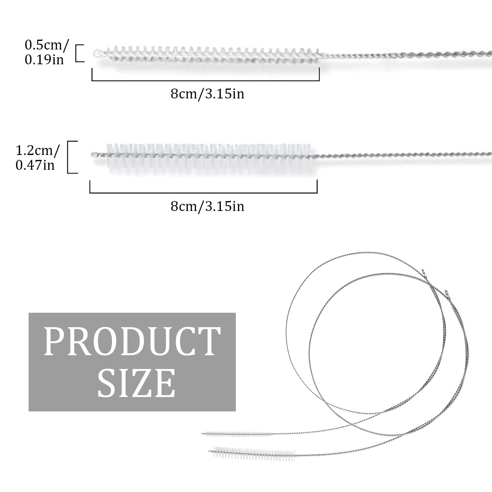 Cepillo De Limpieza Flexible 100 Cm con Nylon para Botellas, Vasos y Tubos - 2 Piezas