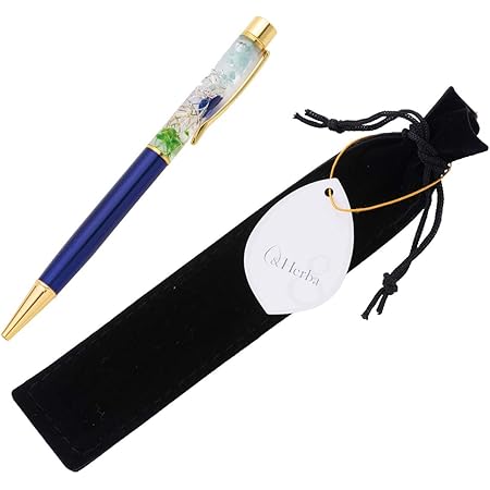 Amazon ファンファン Herba ハーバリウム ボールペン 植物 ギフト プレゼントおしゃれ 紳士 男性 インディゴブルー 完成品 ベロア調ペンケース付き 油性ボールペン 文房具 オフィス用品