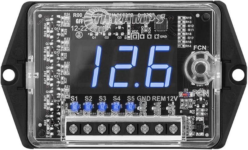 TARAMPS VTS5.1 Automotive Digital Voltmeter and Sequencer VTS 5.1 Blue LED Automotive Car Audio 5 Sequencer Outputs SPL Mode Voltage Protection, Digital Display, Car Audio Monitor, Black