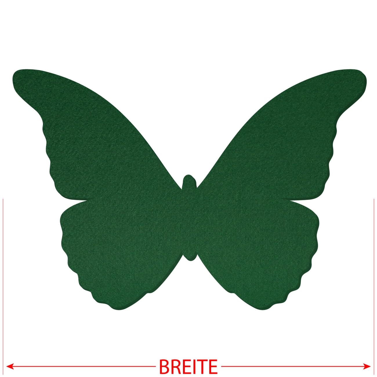 Mariposa de fieltro verde oscuro – Decoración para manualidades 3-60 cm, paquete con:25 unidades, ancho: 43 cm