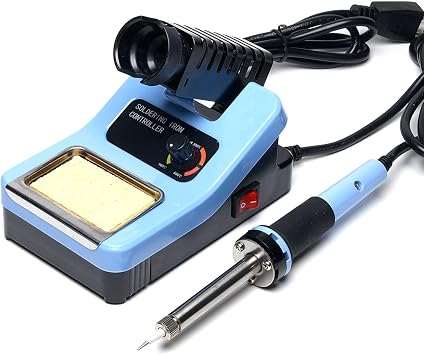 JCM 48W 120V Analog Temp-Controlled Soldering Station, Blue | Includes iron holder & sponge tray. Bench station.