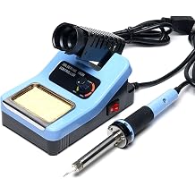 JCM 48W 120V Temperature-Controlled Analog Soldering Station with Sponge Tray and Iron Holder, Blue Bench Station