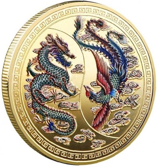 Xunfee Lucky Coin Chinese Phoenix Commemorative Coin Gold Art Collectable Iron Coins