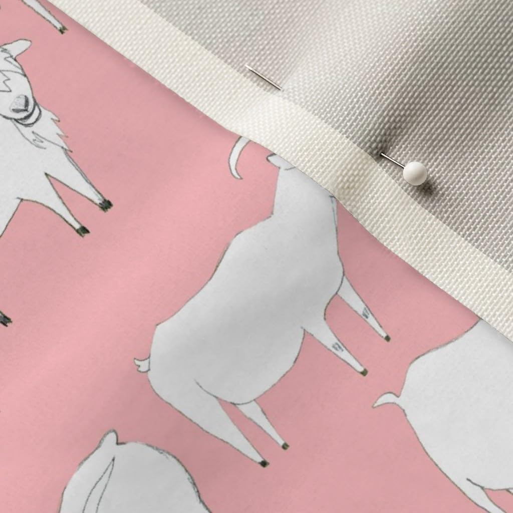 Spoonflower Fabric - Goats Playing Pink Kid Goat Girl Animal Cute Children Kids Play Printed on Upholstery Velvet Fabric Fat Quarter - Upholstery Home Decor Bottomweight Apparel