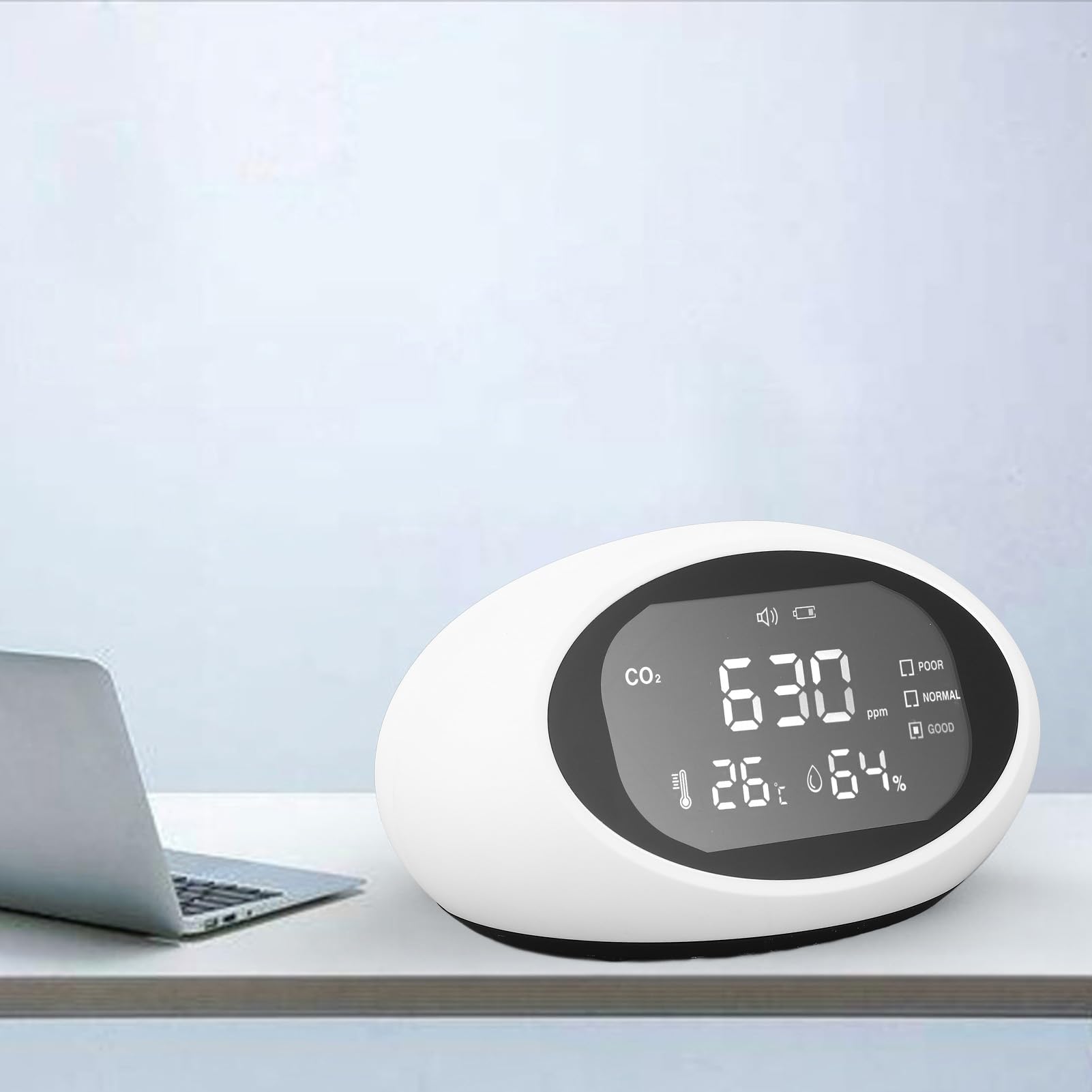 Detector de CO2, Medidor de CO2 con Pantalla LCD HD de Alta Precisión, Detector de Dióxido de Carbono Portátil Recargable