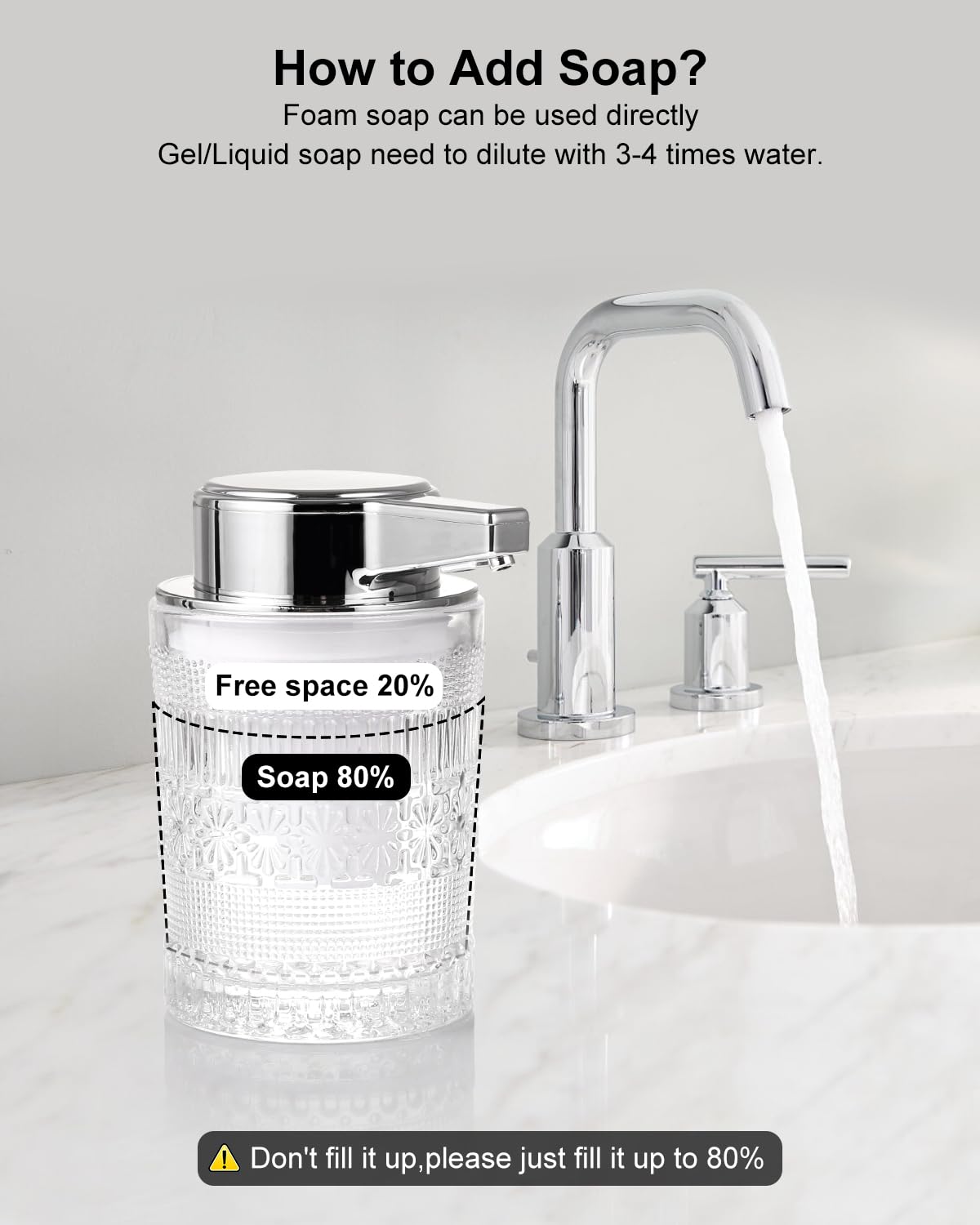 Automatic Soap Dispenser Touchless - Retro Glass Design, Refillable Foaming Hand Soap Dispenser for Kitchen & Bathroom