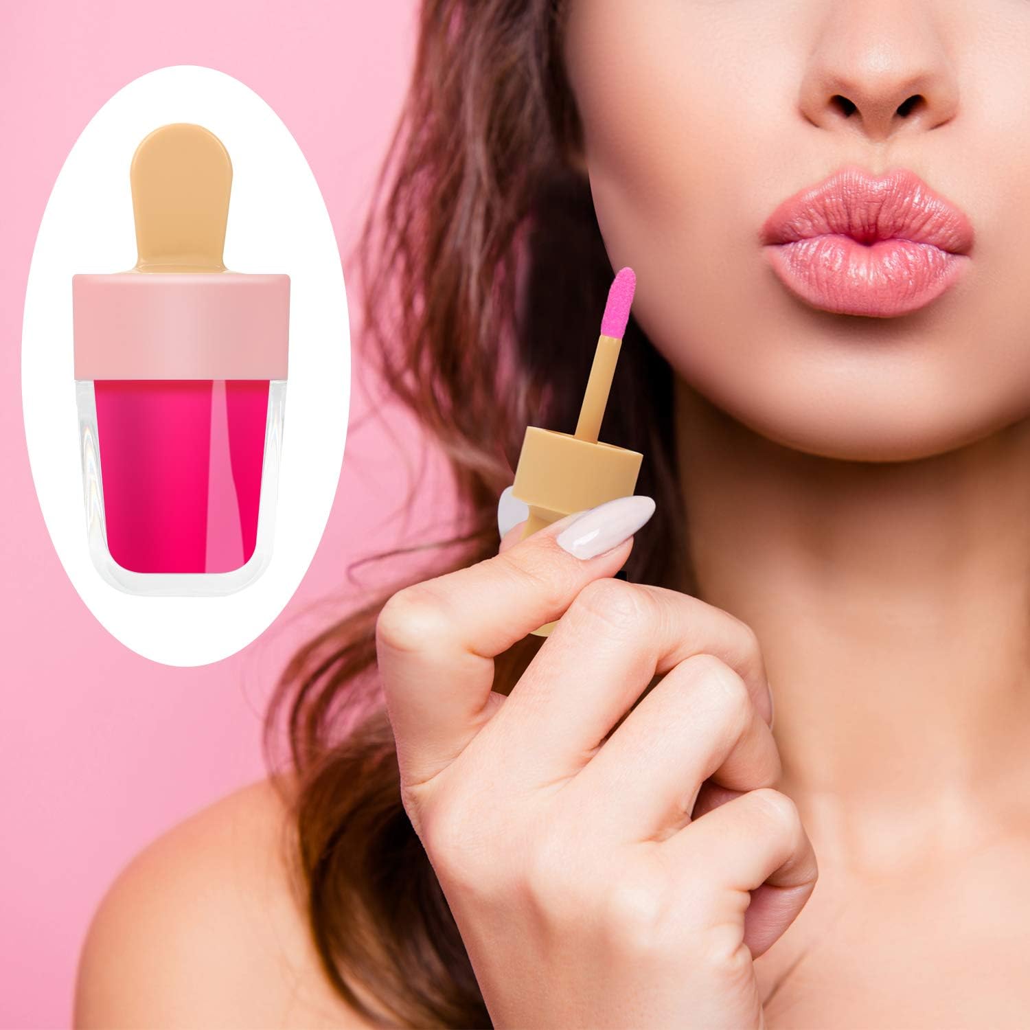RONRONS 30 Pack 8ml (0.27oz) Cute Ice Cream Shaped Lip Gloss Tubes with Applicator Wands, Refillable Empty Lip Gloss Containers for DIY Lip Gloss, Bulk Wholesale for Small Business