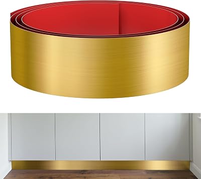 Stainless Steel Toe Kick Cover, 6" x 102" Baseboard Plate, Self Adhesive Kickplate for Bottom of Door, Kitchen Island, Cabinet, Cupboard Brushed Gold