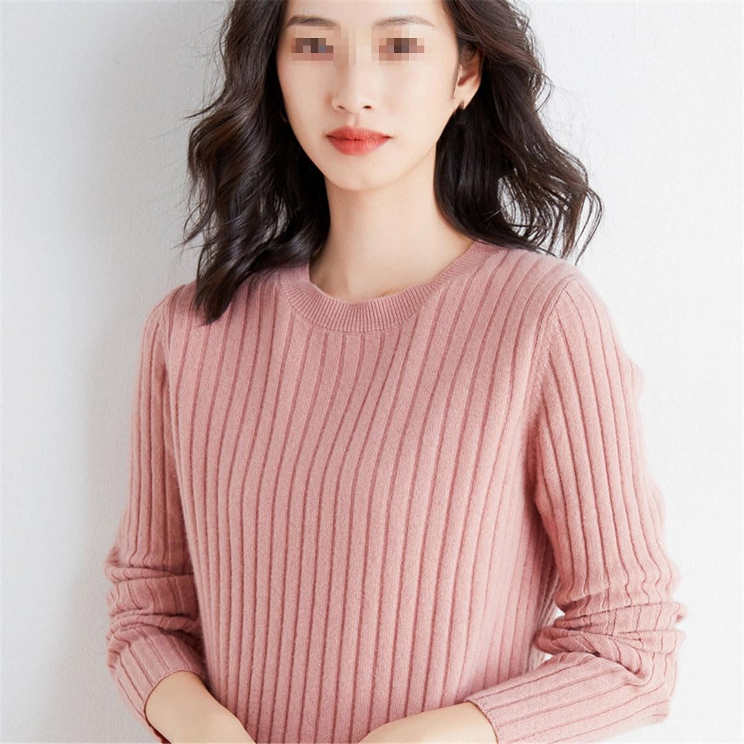 Suéter De Lana De Cachemira De Manga Larga para Mujer, Suéter Informal con Cuello Redondo, Suéter De Punto
