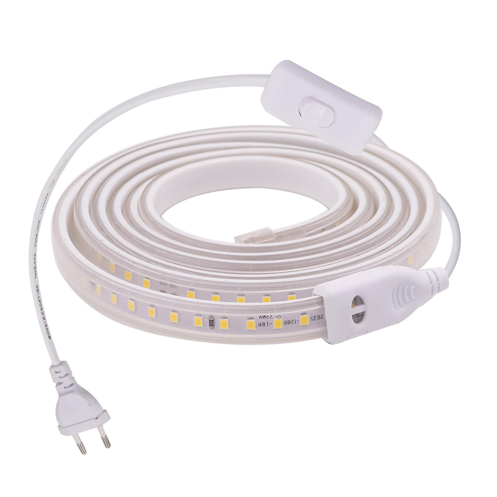 XUNATA 24m Actualizado 220V 2835 Tira LED con Interruptor, 120 LEDs/m Luces Blanco frio, IP67 Impermeable, Escalera de …