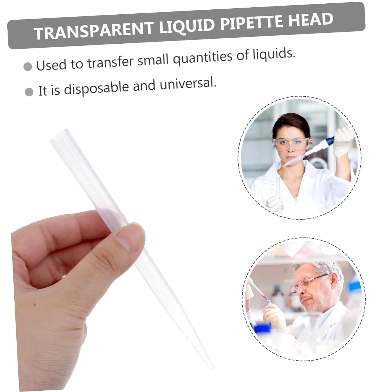 300pcs Disposable Universal Laboratory Pipettor Tips Plastic Liquid Transfer Pipette Tips for Micropipette Use