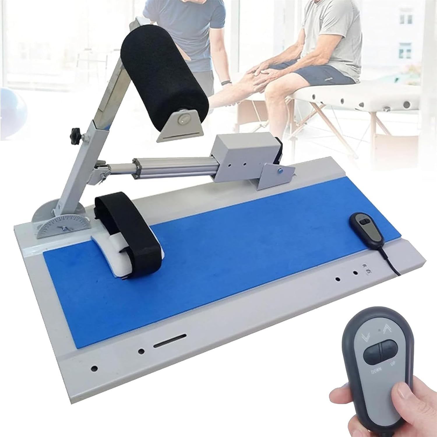 Elektryczny trener rehabilitacji kolana, urządzenie do przedłużania zginania z pilotem zdalnego sterowania, regulacja kąta 0-170 stopni, nacisk 200 kg do regeneracji porażenia