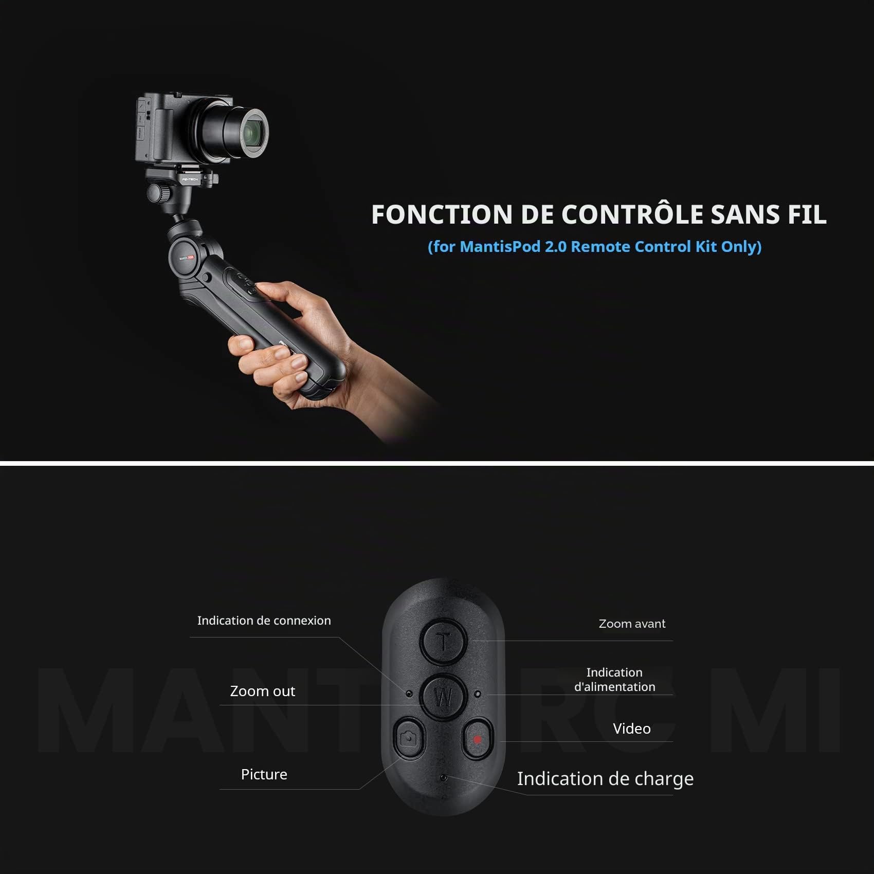 PGYTECH MANTISPOD 2.0 Mini Caméra trépied avec télécommande Bluetooth, Trépied Flexible pour Vlogs, Léger et Compact pour Sony Alpha 7 III/Alpha 7 IV/Alpha 6400/Canon EOS M50 Mark II